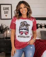 ILTEX Apparel Women's Clothing Messy Bun 'Football Mom' Grains Bleached Top