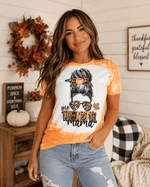 ILTEX Apparel Women's Clothing Messy Bun 'One Thankful Mama' Bleached Top