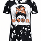 ILTEX Apparel Women's Clothing Messy Bun 'Spooky Mama' Halloween Bleached Top