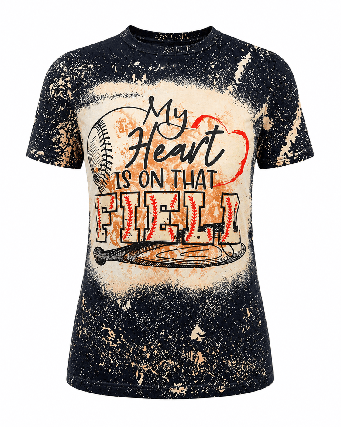 ILTEX Apparel Women's Clothing 'My Heart Is On That Field' Baseball Black Top