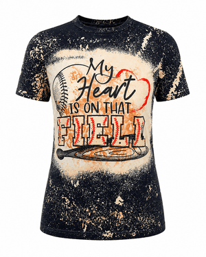 ILTEX Apparel Women's Clothing 'My Heart Is On That Field' Baseball Black Top