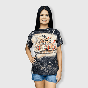 ILTEX Apparel Women's Clothing 'My Heart Is On That Field' Baseball Black Top