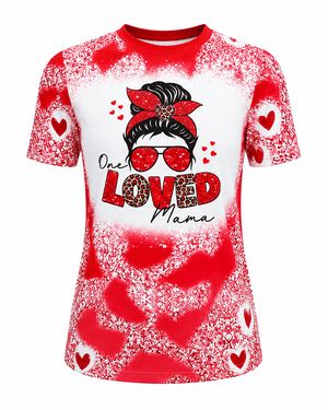 ILTEX Apparel Women's Clothing 'One Loved Mama' Red Faux Bleached Top