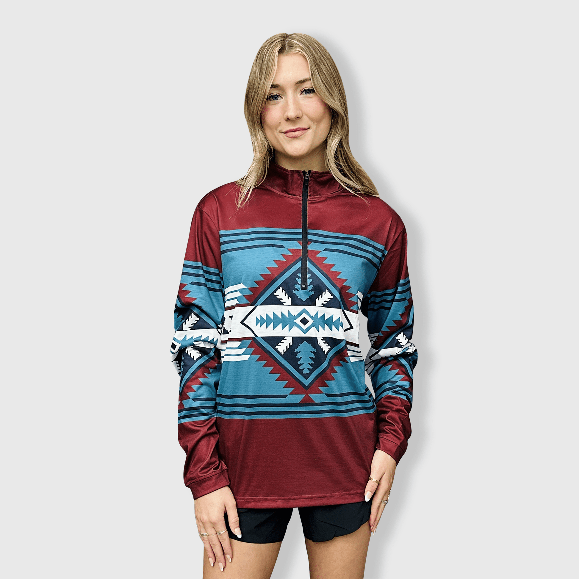 ILTEX Apparel Women's Clothing QZ1002 - Aztec Maroon Quarter Zip Top