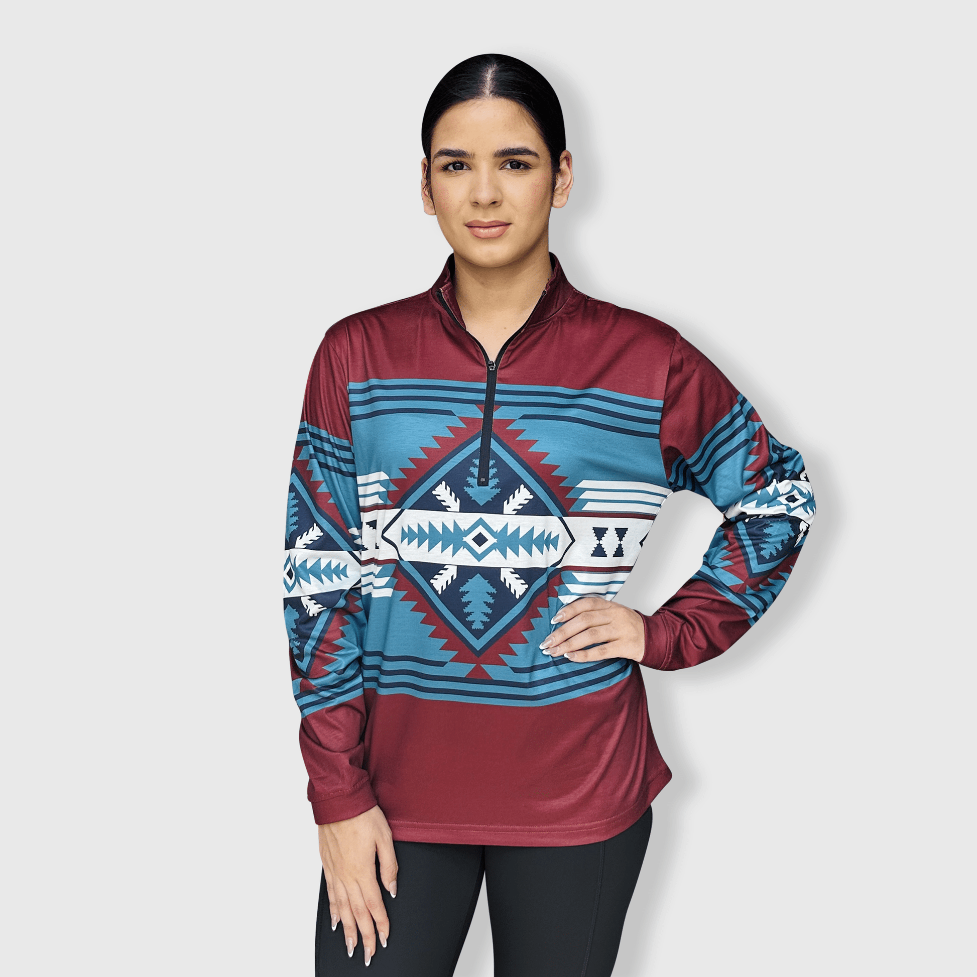 ILTEX Apparel Women's Clothing QZ1002 - Aztec Maroon Quarter Zip Top