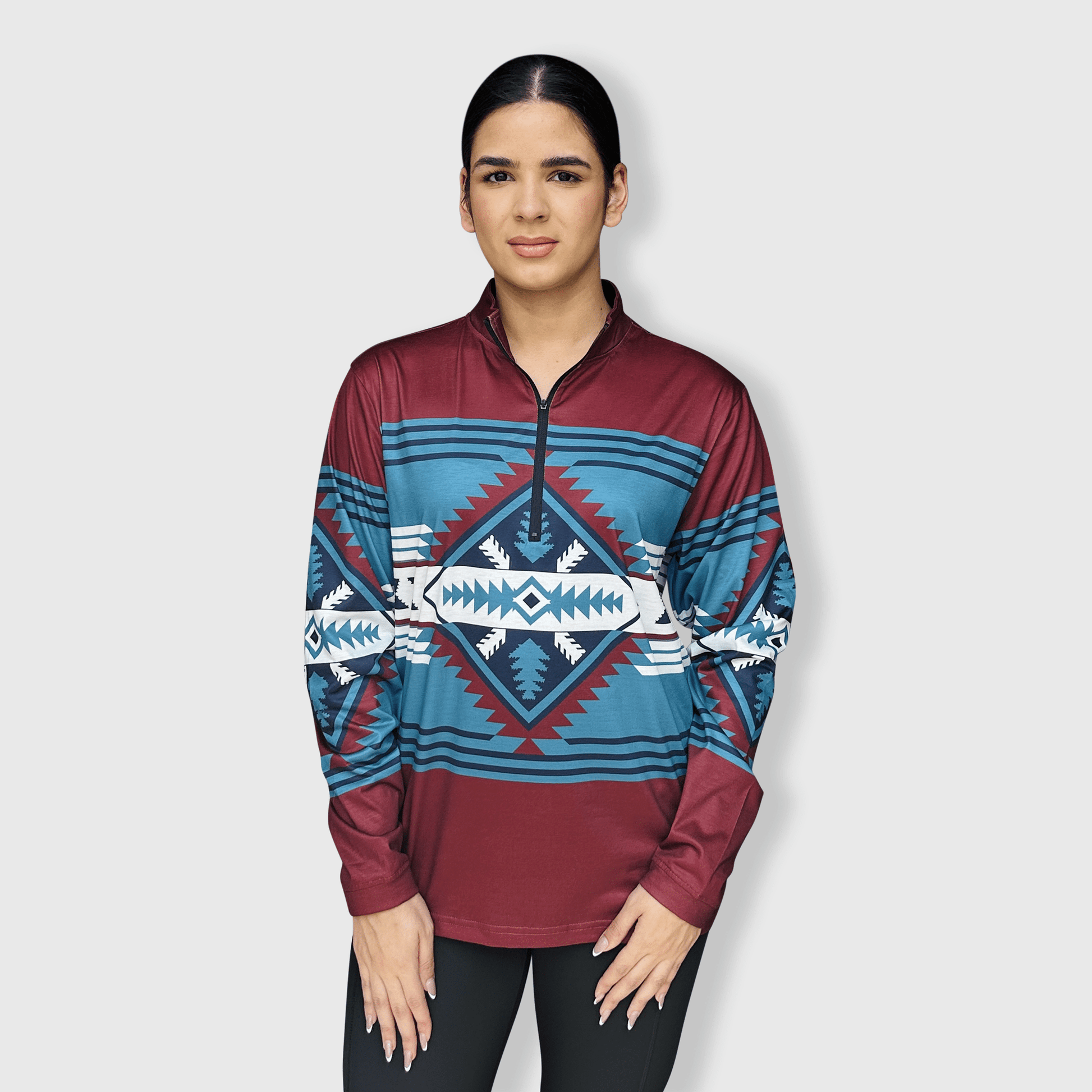 ILTEX Apparel Women's Clothing QZ1002 - Aztec Maroon Quarter Zip Top