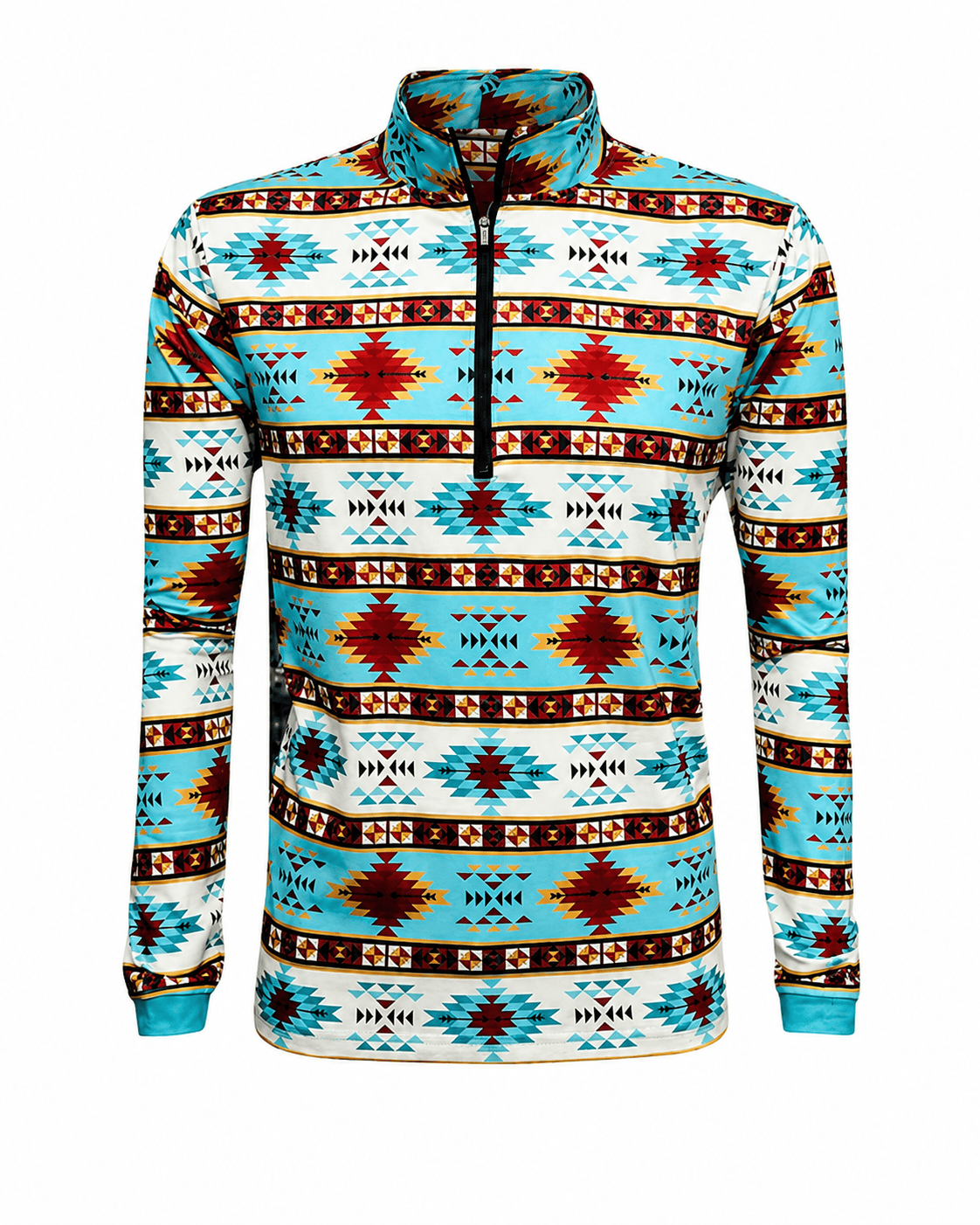 ILTEX Apparel Women's Clothing QZ1003 - Aztec Turquoise Quarter Zip Top