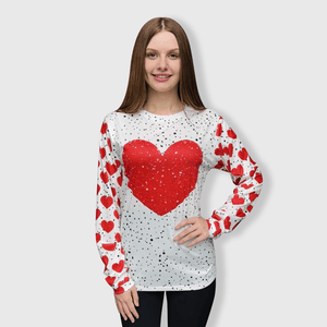 ILTEX Apparel Women's Clothing Red Heart Polka Dot White Top