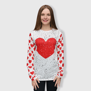 ILTEX Apparel Women's Clothing Red Heart Polka Dot White Top