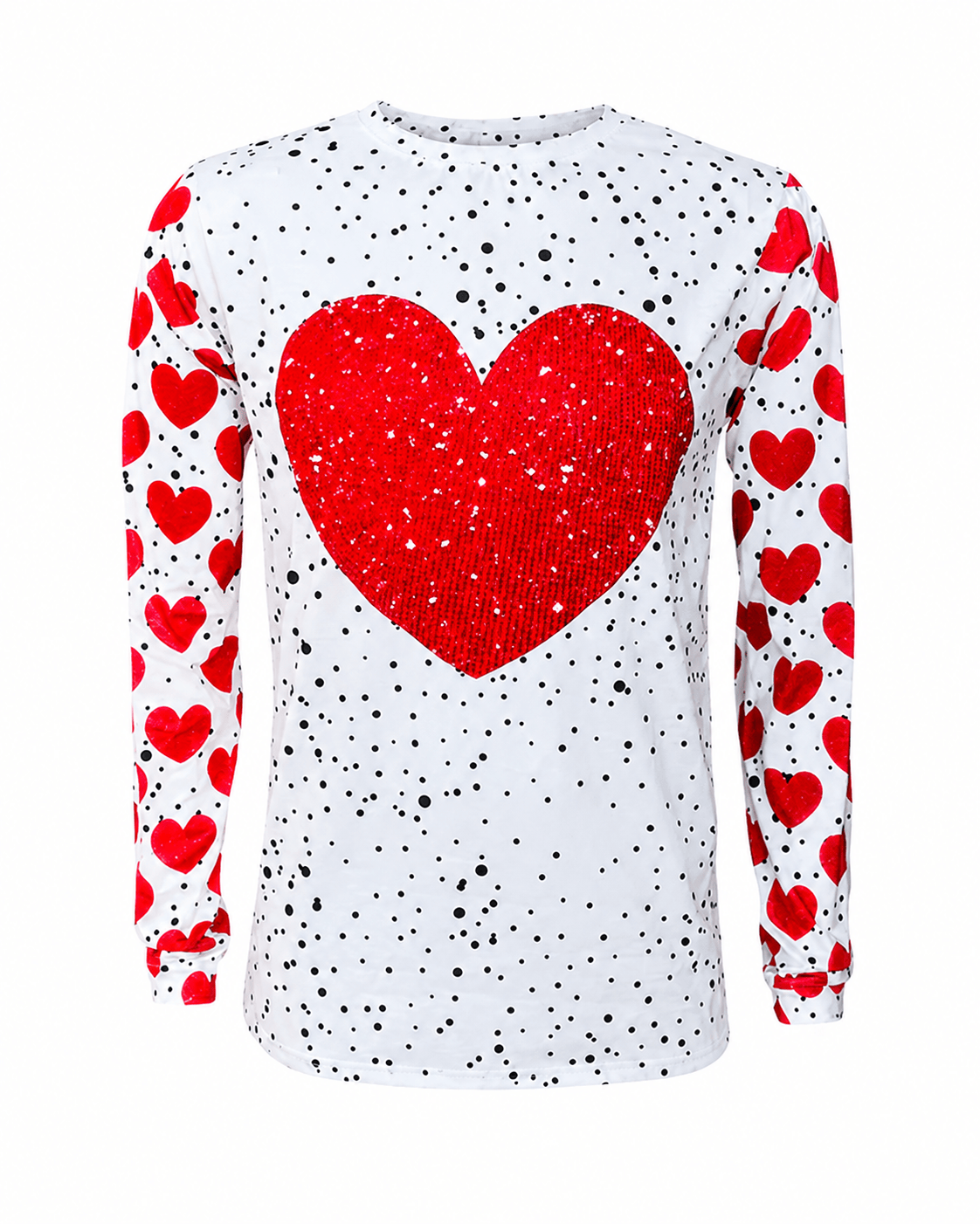 ILTEX Apparel Women's Clothing Red Heart Polka Dot White Top