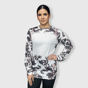 ILTEX Apparel Women's Clothing Reverse Cow Brown Long Sleeve Blank Faux Bleached Top