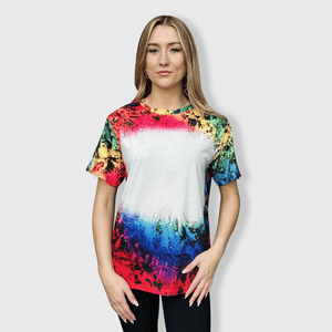 ILTEX Apparel Women's Clothing Reverse Tie Dye Blank Faux Bleached Top - RTD103