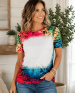 ILTEX Apparel Women's Clothing Reverse Tie Dye Blank Faux Bleached Top - RTD103