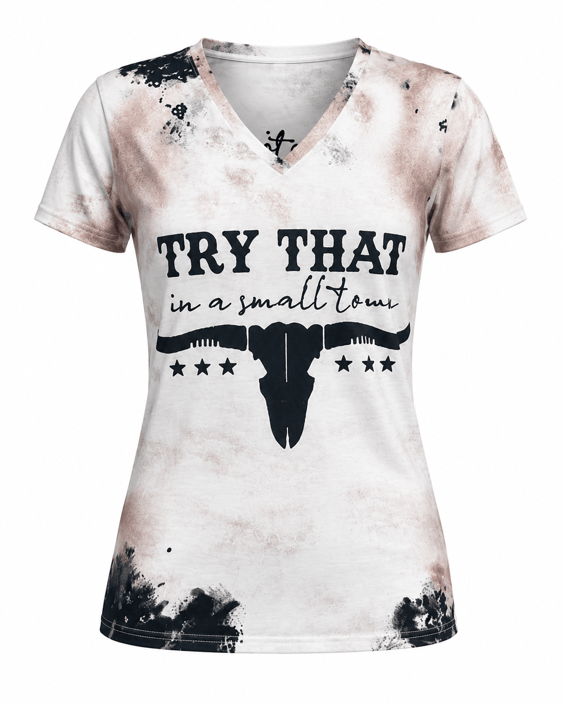 ILTEX Apparel Women's Clothing Rodeo Small Town V-Neck Top