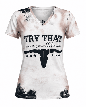 ILTEX Apparel Women's Clothing Rodeo Small Town V-Neck Top