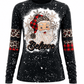 ILTEX Apparel Women's Clothing Santa Believe Black Long Sleeve Top