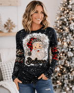 ILTEX Apparel Women's Clothing Santa Believe Black Long Sleeve Top