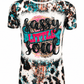 ILTEX Apparel Women's Clothing 'Sassy Little Soul' Cow Turquoise Top