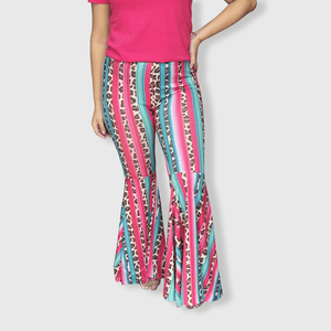 ILTEX Apparel Women's Clothing Serape Cheetah Bell Bottom Pants - Adult
