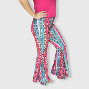 ILTEX Apparel Women's Clothing Serape Cheetah Bell Bottom Pants - Adult