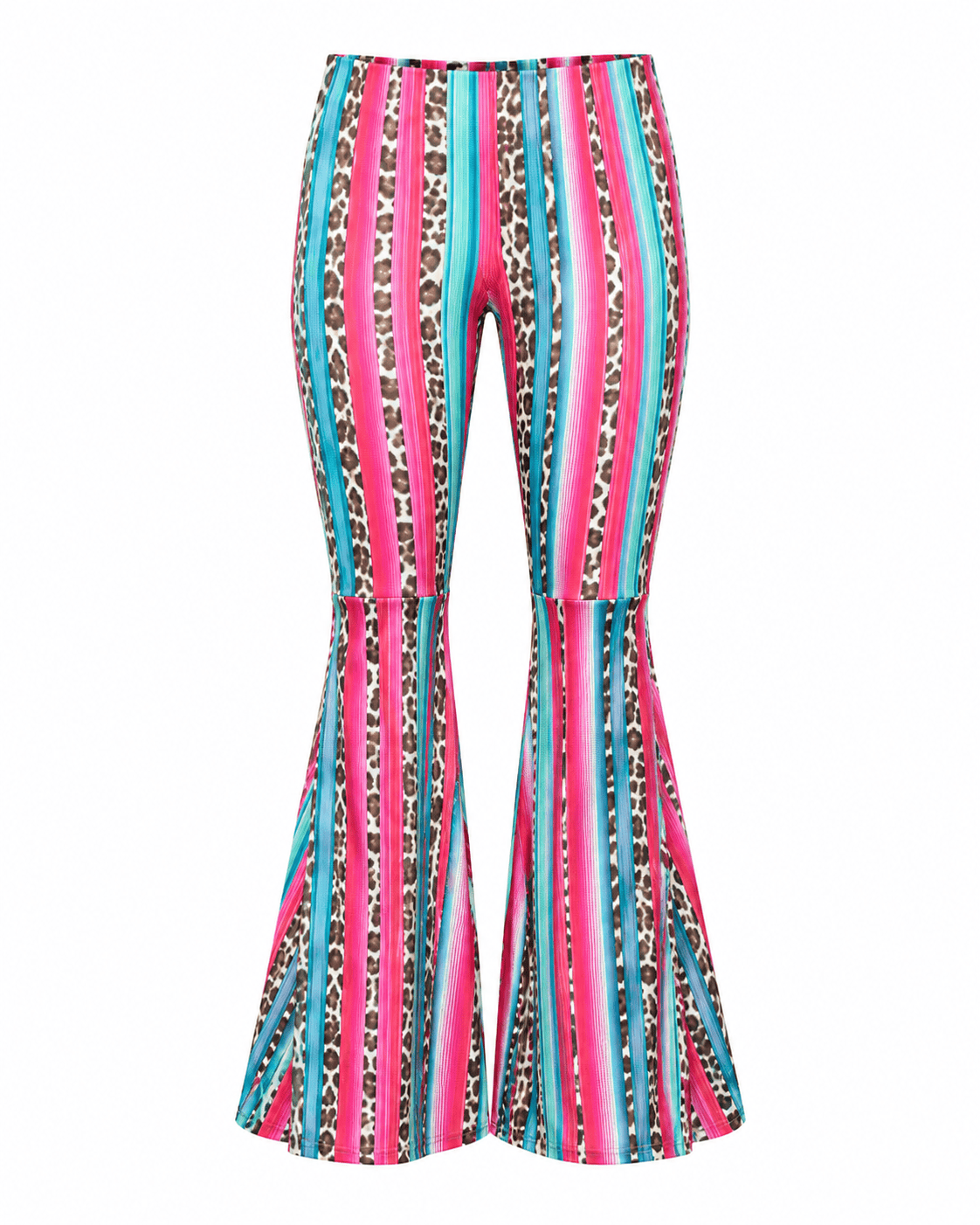 ILTEX Apparel Women's Clothing Serape Cheetah Bell Bottom Pants - Adult