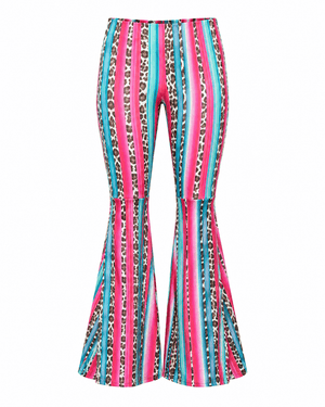 ILTEX Apparel Women's Clothing Serape Cheetah Bell Bottom Pants - Adult