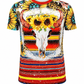 ILTEX Apparel Women's Clothing Serape Sunflower Steer Skull Bleached Top