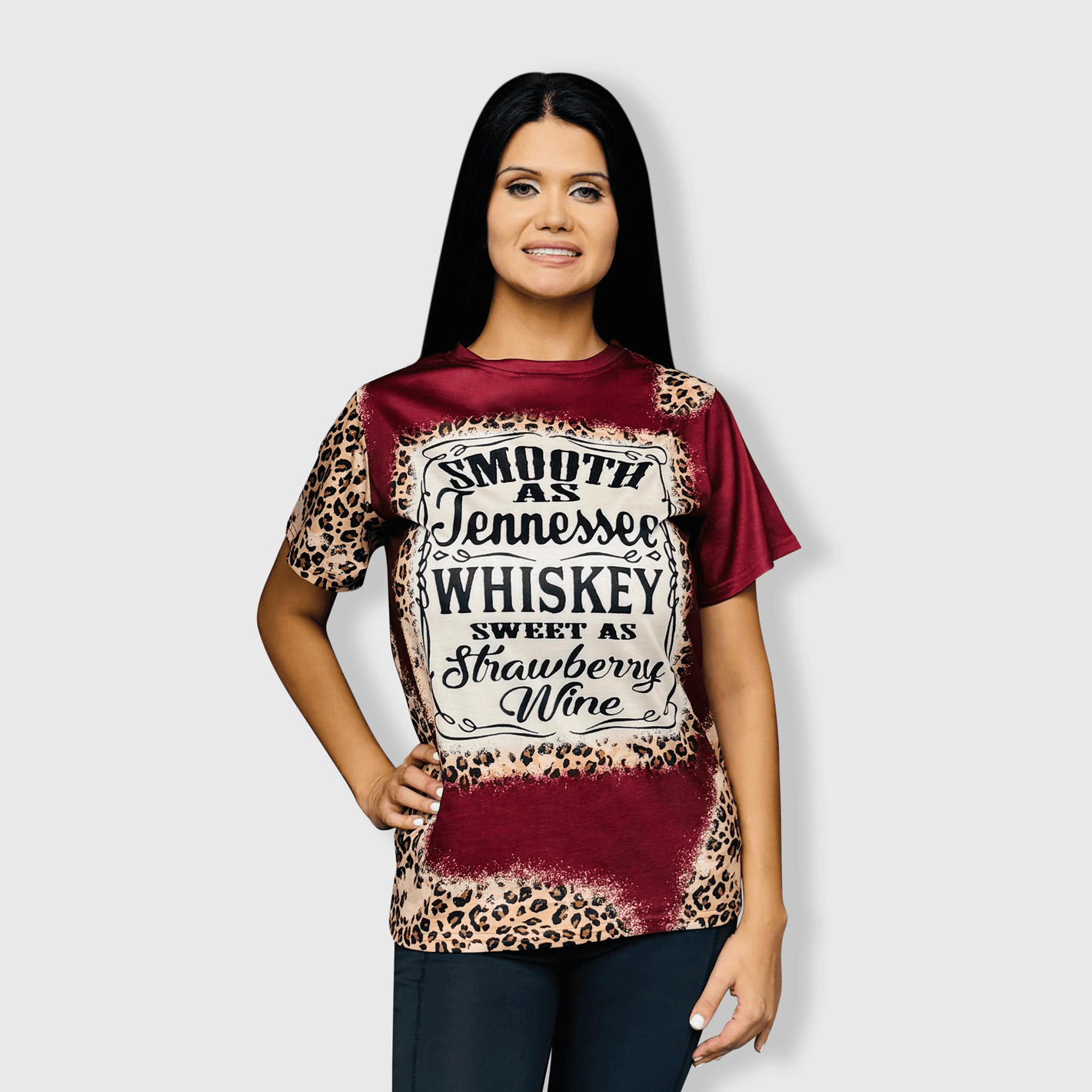 ILTEX Apparel Women's Clothing 'Smooth as Tennessee' Maroon Cheetah Top