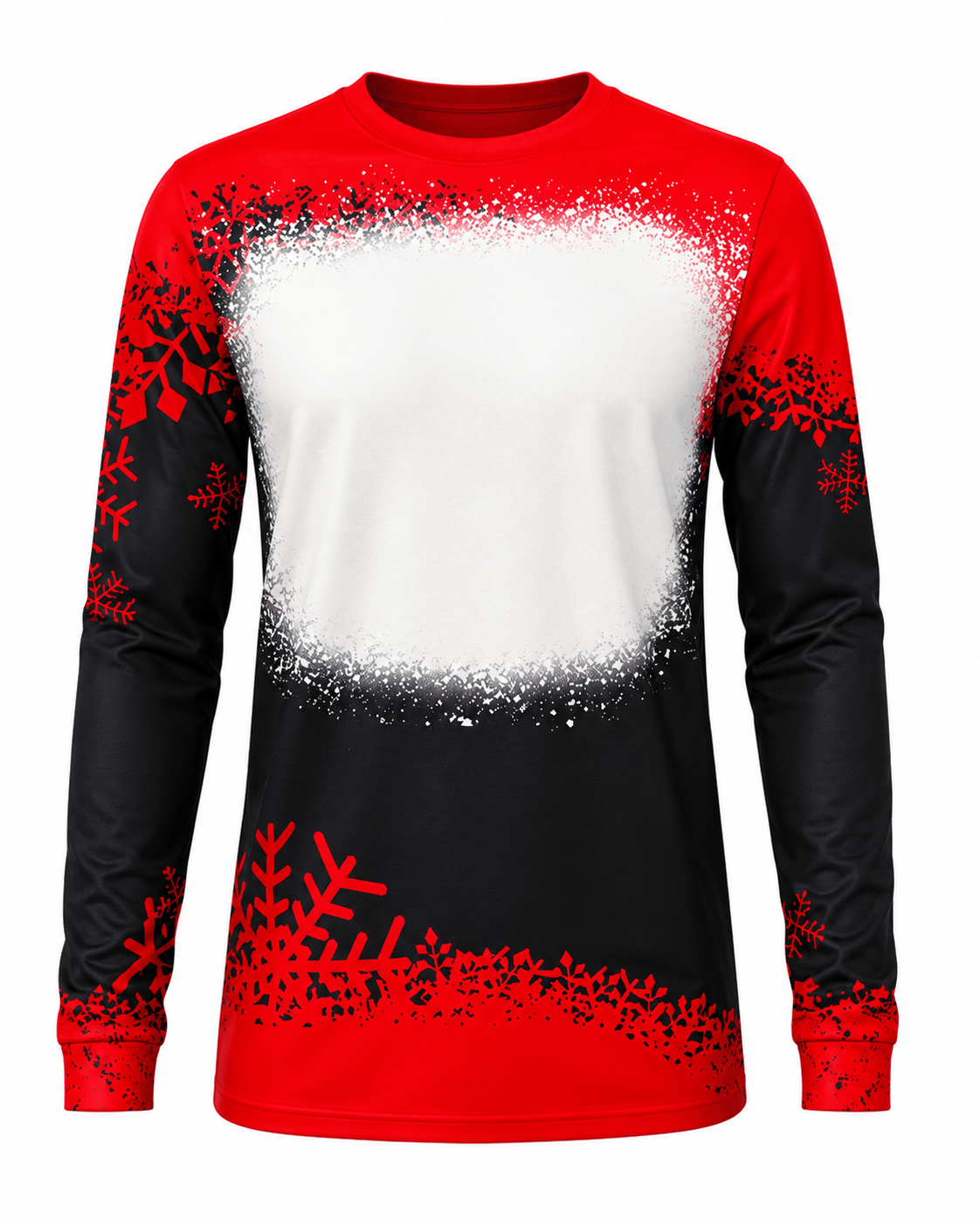 ILTEX Apparel Women's Clothing Snowflakes Black Red Long Sleeve Blank Top