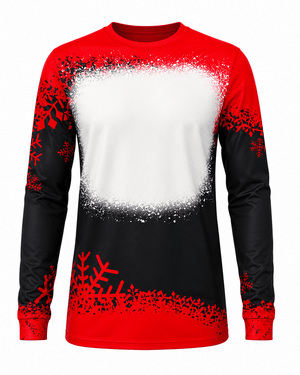 ILTEX Apparel Women's Clothing Snowflakes Black Red Long Sleeve Blank Top