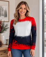 ILTEX Apparel Women's Clothing Snowflakes Black Red Long Sleeve Blank Top