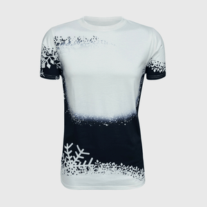 ILTEX Apparel Women's Clothing Snowflakes Black White Blank Faux Bleached Top