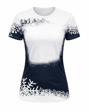 ILTEX Apparel Women's Clothing Snowflakes Black White Blank Faux Bleached Top