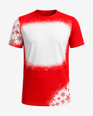 ILTEX Apparel Women's Clothing Snowflakes Red Blank Faux Bleached Top