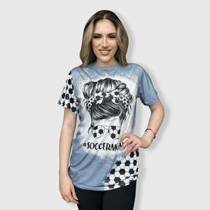 ILTEX Apparel Women's Clothing Soccer Mom Messy Bun Faux Bleached Top