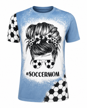 ILTEX Apparel Women's Clothing Soccer Mom Messy Bun Faux Bleached Top