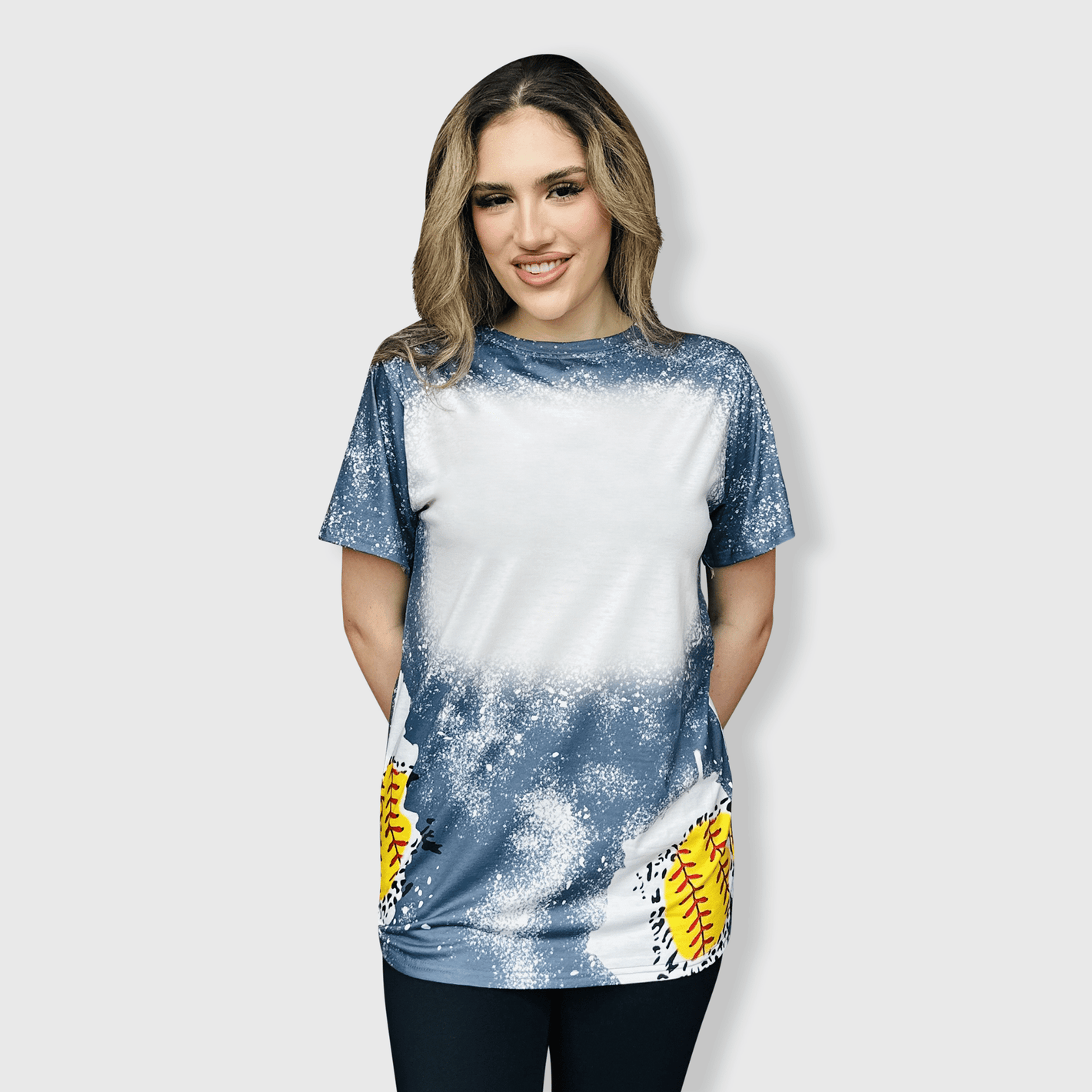 ILTEX Apparel Women's Clothing Softball Cheetah Gray Blank Faux Bleached Top
