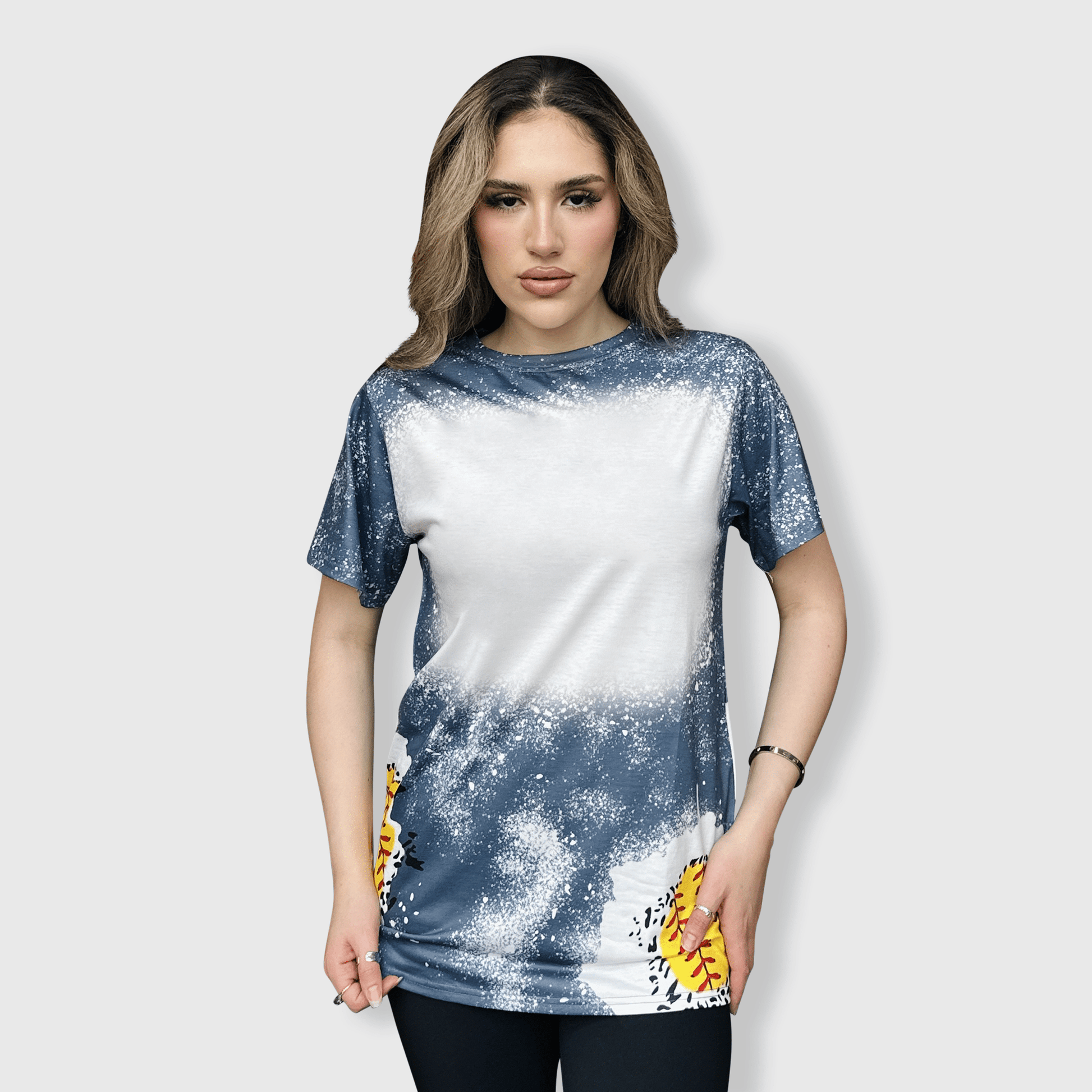 ILTEX Apparel Women's Clothing Softball Cheetah Gray Blank Faux Bleached Top