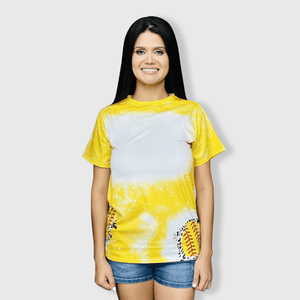 ILTEX Apparel Women's Clothing Softball Cheetah Yellow Blank Faux Bleached Top