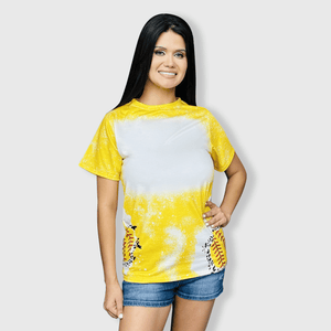 ILTEX Apparel Women's Clothing Softball Cheetah Yellow Blank Faux Bleached Top