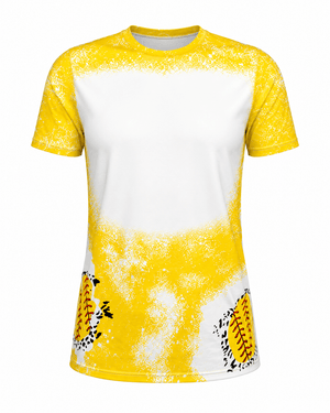 ILTEX Apparel Women's Clothing Softball Cheetah Yellow Blank Faux Bleached Top