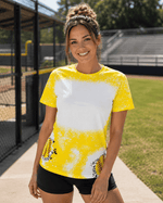 ILTEX Apparel Women's Clothing Softball Cheetah Yellow Blank Faux Bleached Top