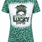 ILTEX Apparel Women's Clothing St. Patricks Lucky Mama Green Cheetah Faux Bleached Top