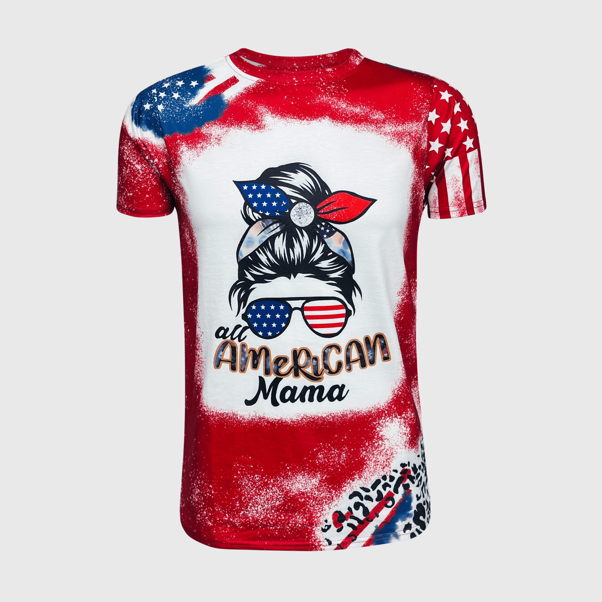 ILTEX Apparel Women's Clothing Stars & Stripes American Mama Faux Bleached Top