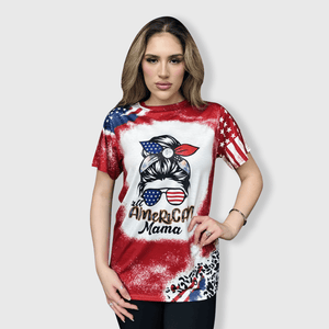 ILTEX Apparel Women's Clothing Stars & Stripes American Mama Faux Bleached Top