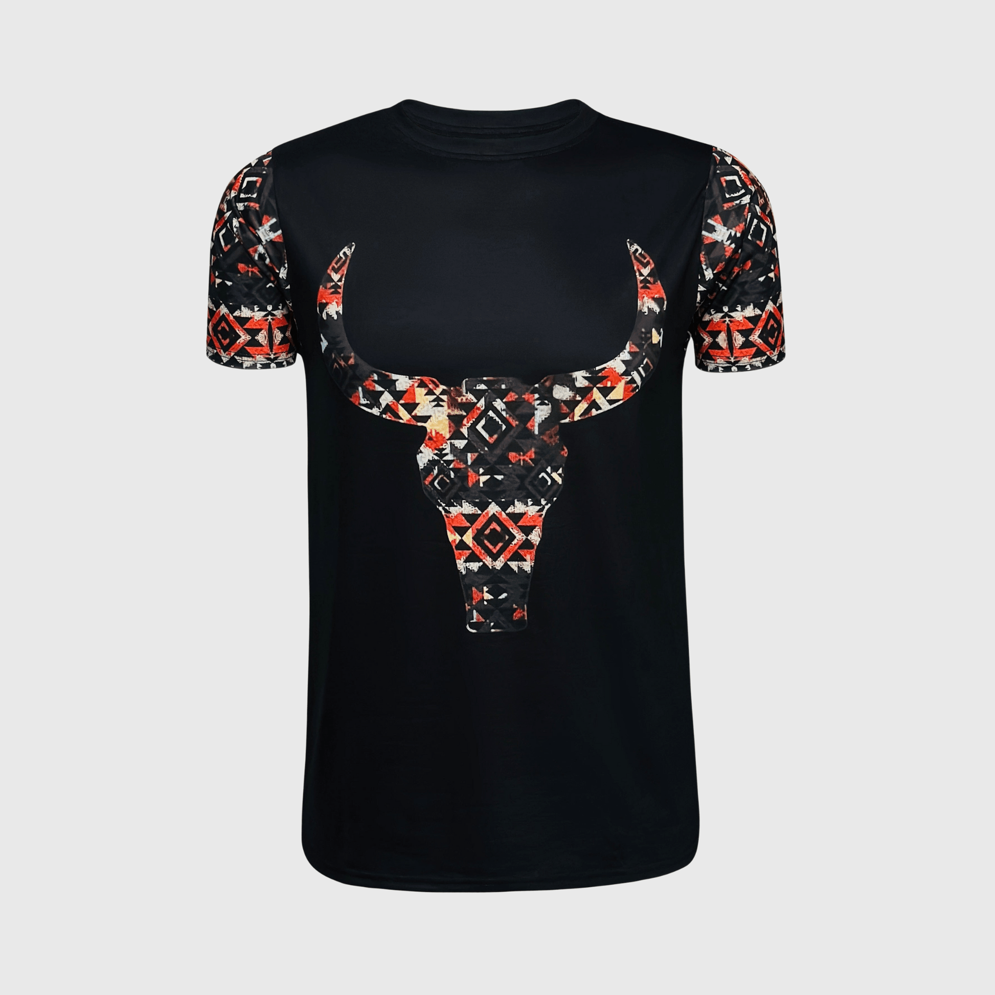 ILTEX Apparel Women's Clothing Steer Skull Aztec Black Top