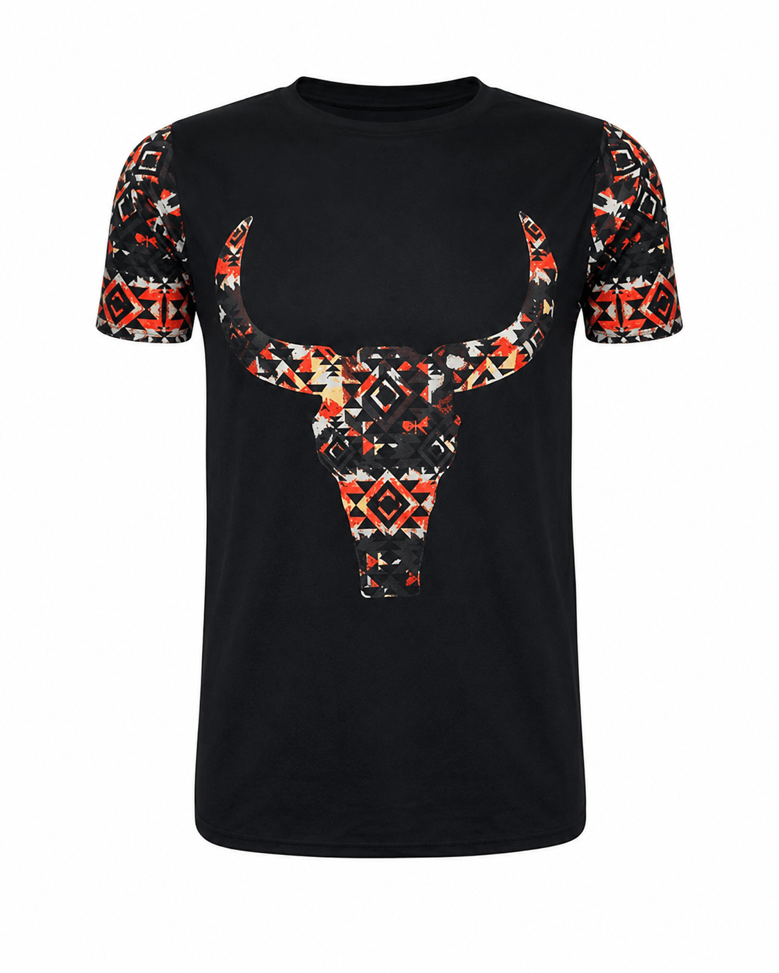ILTEX Apparel Women's Clothing Steer Skull Aztec Black Top