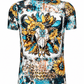 ILTEX Apparel Women's Clothing Steer Skull Sunflower Cheetah Cow Faux Bleached Top