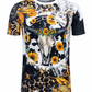 ILTEX Apparel Women's Clothing Sunflower Black Steer Skull Bleached Top