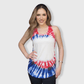 ILTEX Apparel Women's Clothing Tie Dye 4th of July Blank Faux Bleached Tank Top